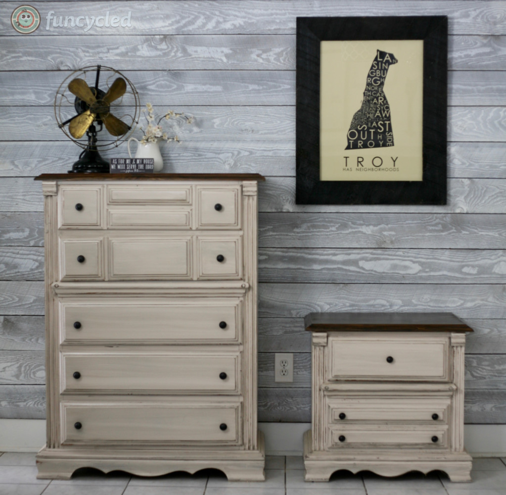 Cream and Wood Top Dresser