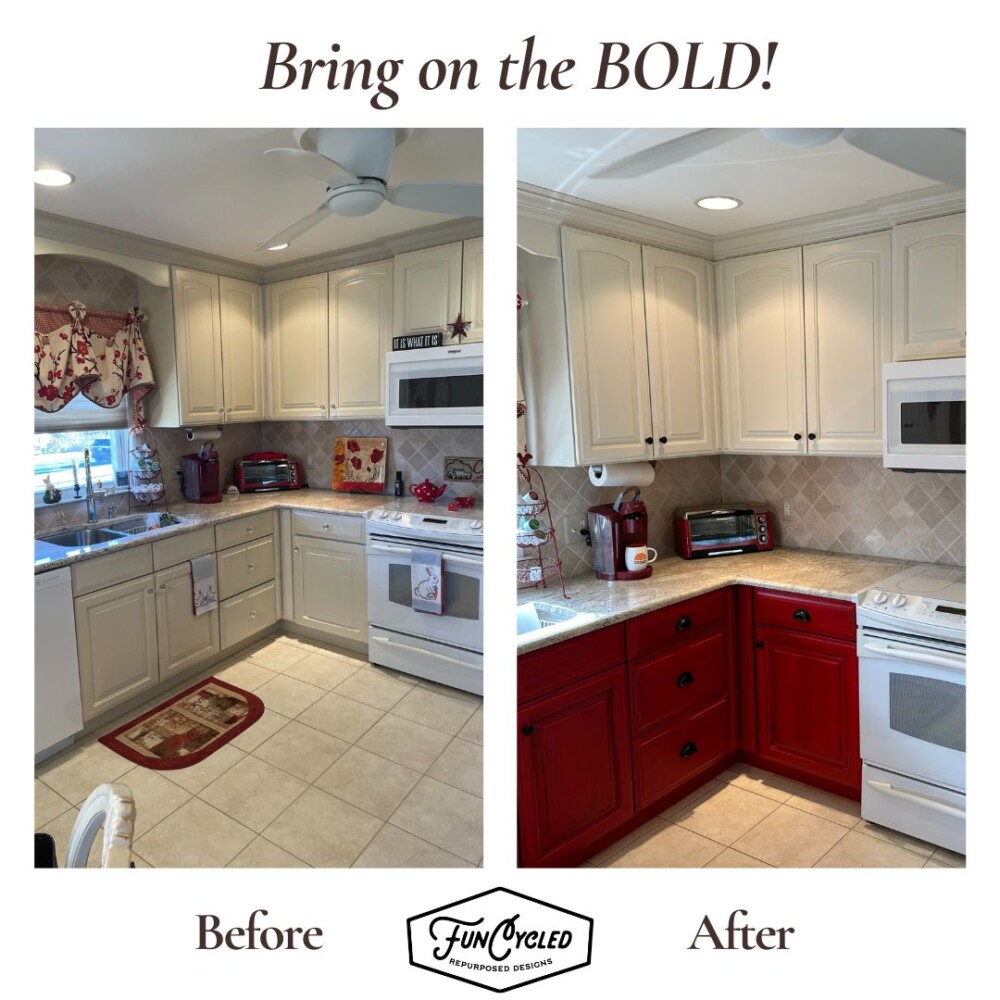 Red and Cream Kitchen Makeover