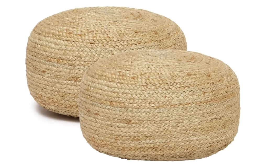 hemp set of 2 pouf ottoman