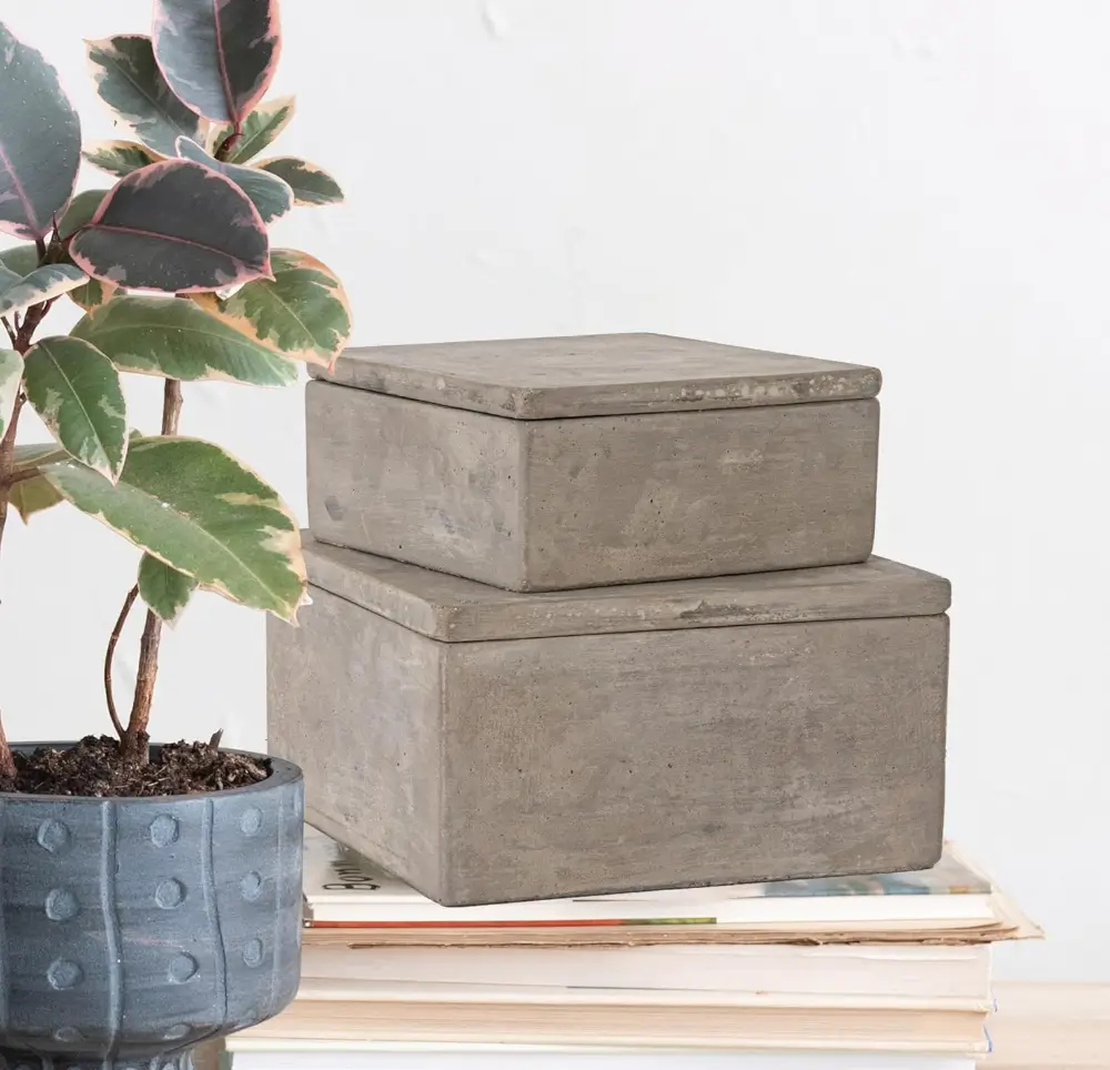 concrete boxes with lids